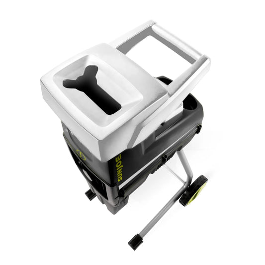 Sun Joe CJ603E Corded Wood Chipper and Shredder with 15A Electric Motor, 1.7-Inch Cutting Diameter, Includes Safety Hopper, Feeding Paddle, and Collection Bag
