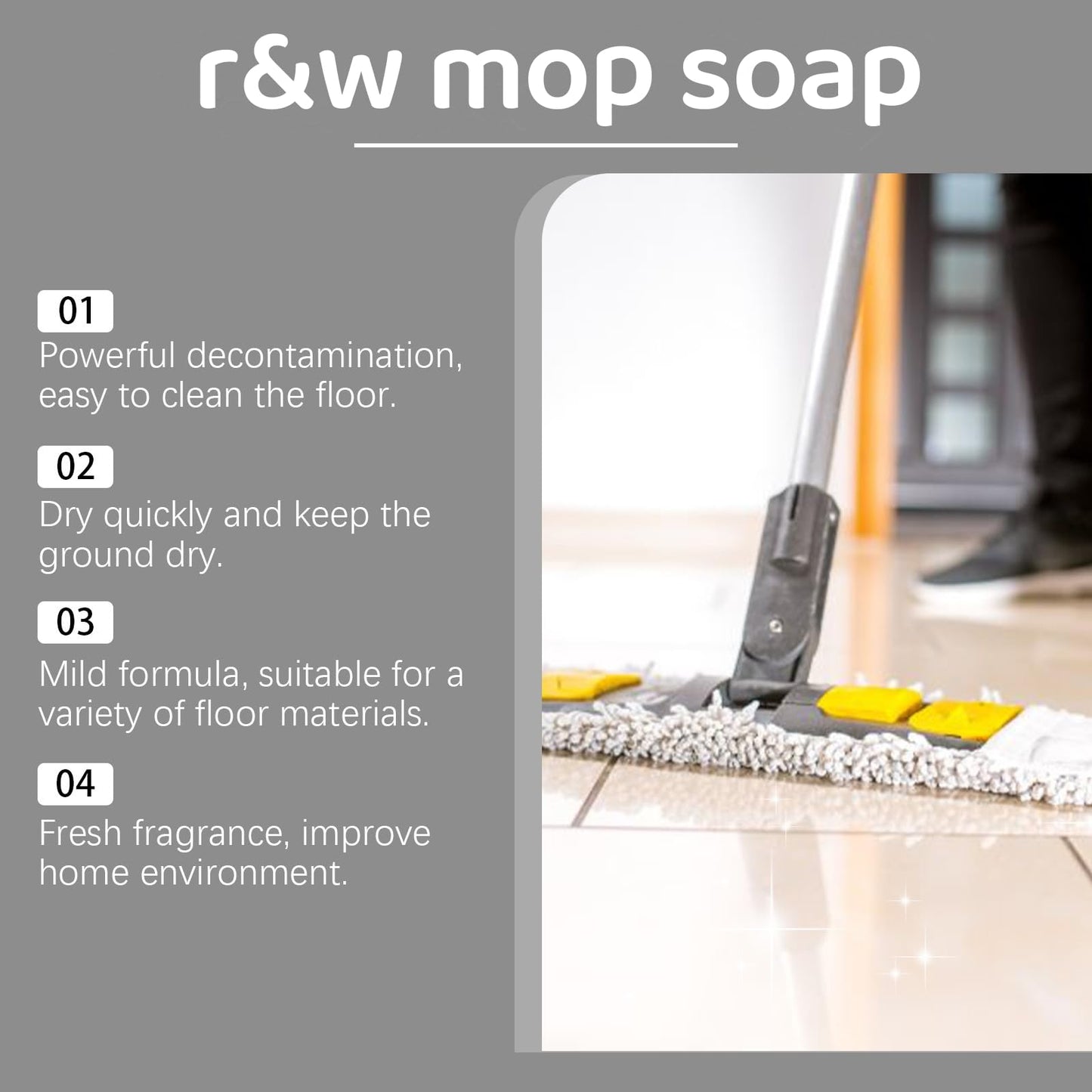 R&W Mop Soap Brazilian Waves - Mop Soap for Floor Cleaning, Luxury Scent Liquid Multipurpose Cleaner, Multisurface Bathroom & Kitchen (1Pcs)