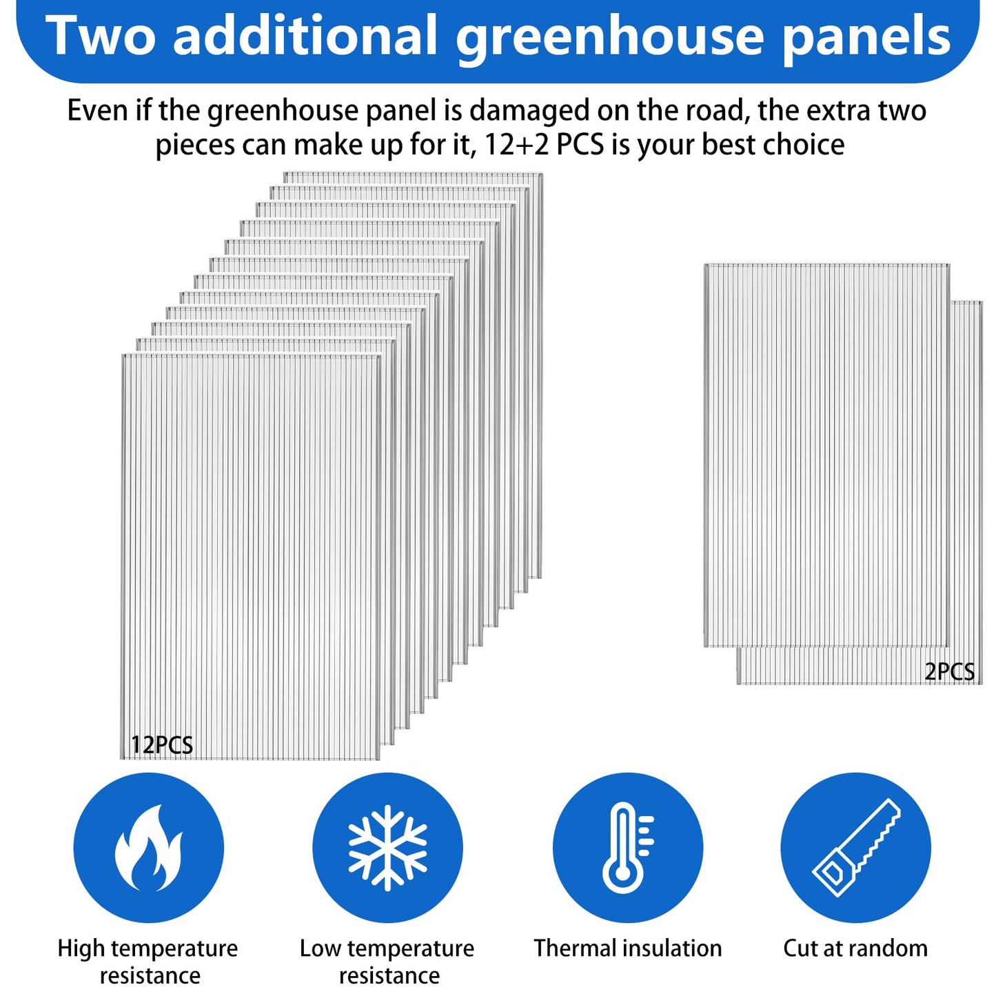 DGSL 14 Pcs Polycarbonate Greenhouse Panels, 4' x 2' x 0.24'' Twin-Wall Panels, Polycarbonate Sheet for All Weather Outdoor Garden and Greenhouse Covering