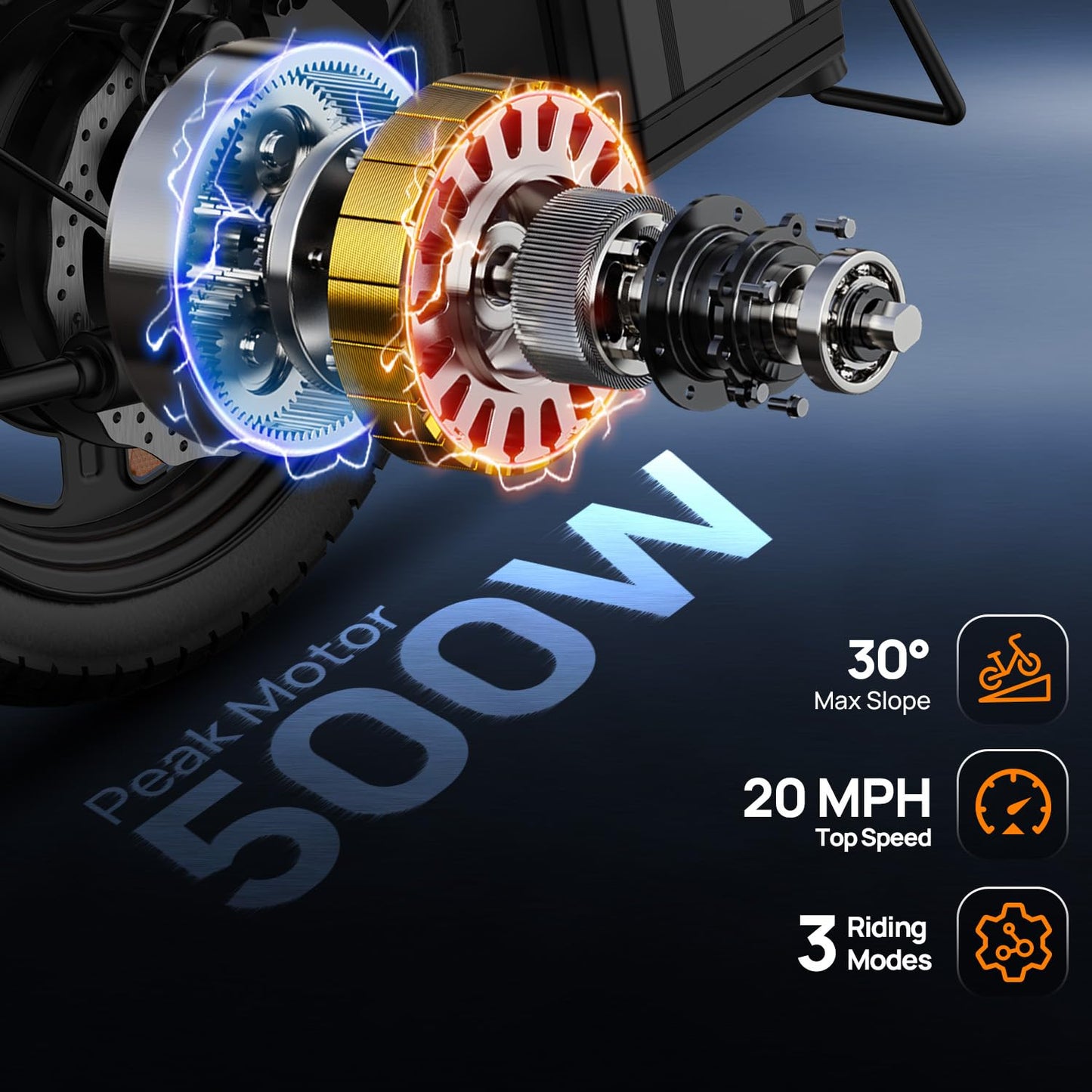 URLIFE Electric Bike for Adults, 14" Folding Electric Bike, 500W Peak Motor, 48V 375Wh Removable Battery, 15.5MPH, 40 Miles Long Range, E Bikes for Adults and Teens, UL 2849 Certification (Dark Black)