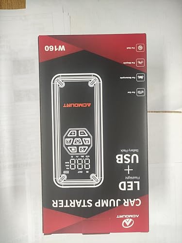 Acmount W160 Jump Starter with Air Compressor, 5000A Car Jump Starter 150PSI Tire Inflator, 12V Car Battery Jumper Pack for Up to 9.0 Gas/8.0L Diesel, Portable Air Pump with LCD Display & LED Light