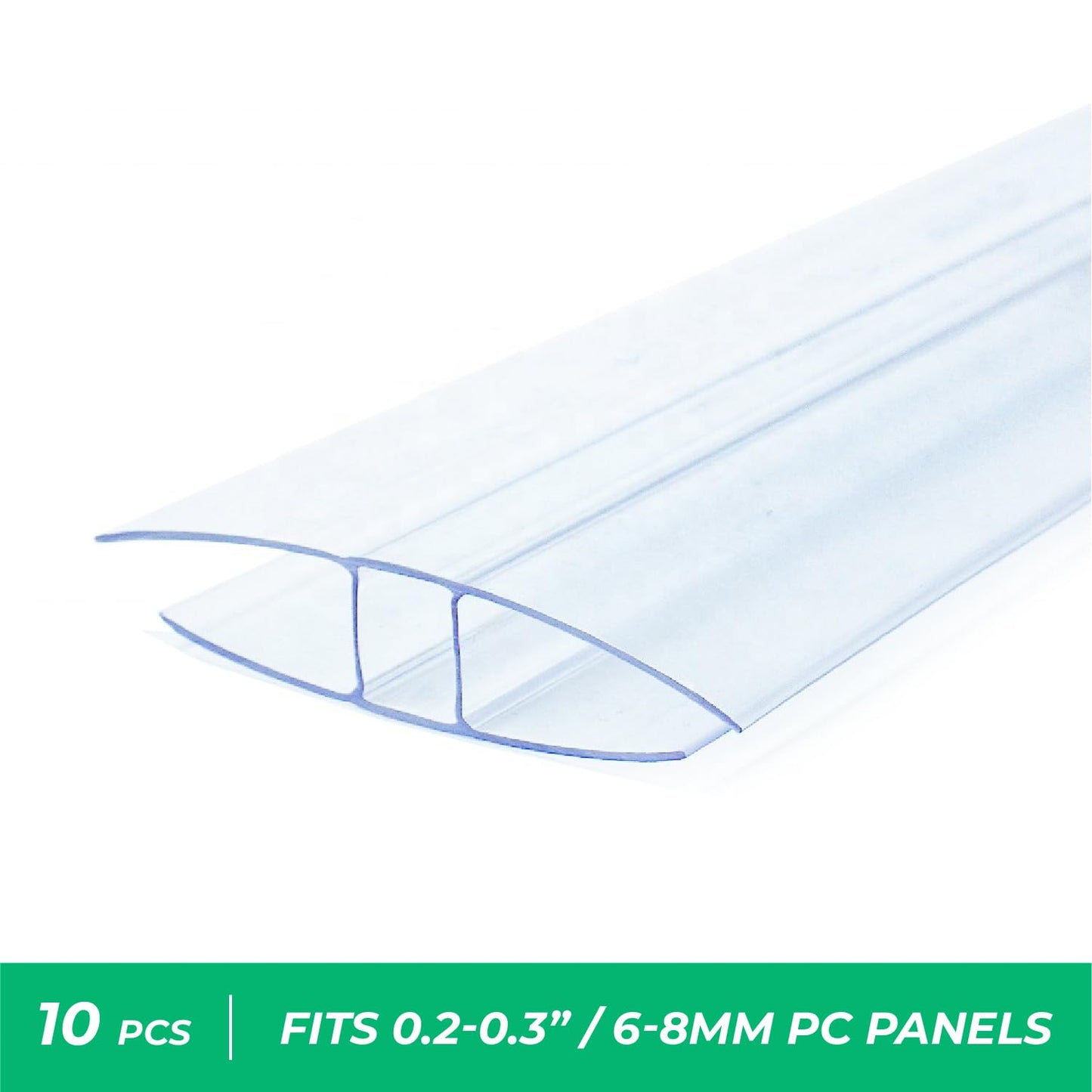 Greenhouses Polycarbonate Greenhouse Panels Connectors - Fit 6mm or 8mm Twin-Wall Polycarbonate Panels, Join 2 Pieces of Panels Together, 4-Foot Length, 10 Pieces (H Connectors 8mm-4ft)