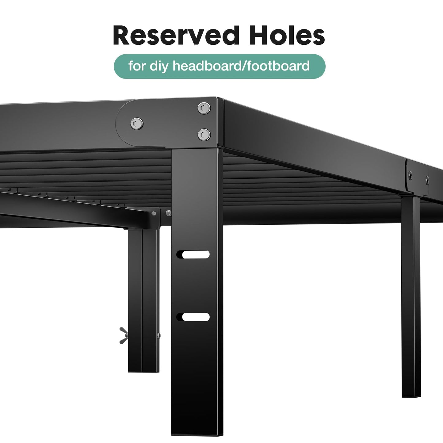 Sweetcrispy Queen Bed Frame - Heavy Duty Metal Platform Bed Frames Queen Size with Storage Space Under Frame, No Box Spring Needed, 14 Inches, Sturdy Steel Slat Support