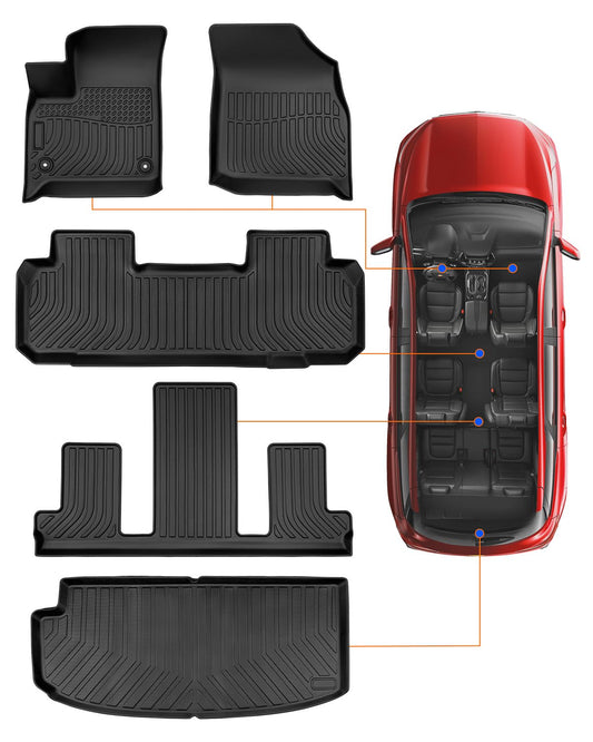 for 2018-2023 Chevy Traverse Floor Mats & Cargo Liner only for 7 Seats, for 2018 2019 2020 2021 2022 2023 Chevy Traverse Accessories All Weather Bucket Seats (Fit 2024 Traverse Limited)