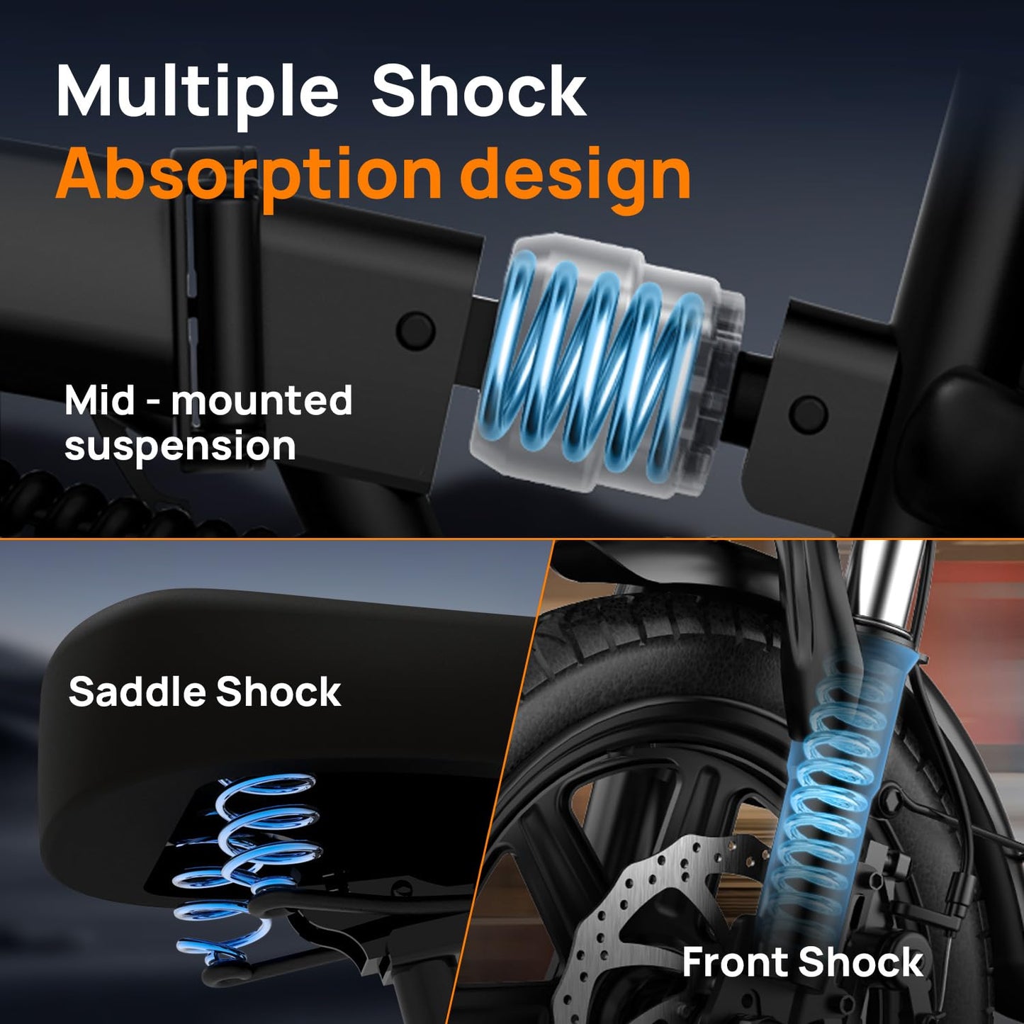 URLIFE Electric Bike for Adults, 14" Folding Electric Bike, 500W Peak Motor, 48V 375Wh Removable Battery, 15.5MPH, 40 Miles Long Range, E Bikes for Adults and Teens, UL 2849 Certification (Dark Black)