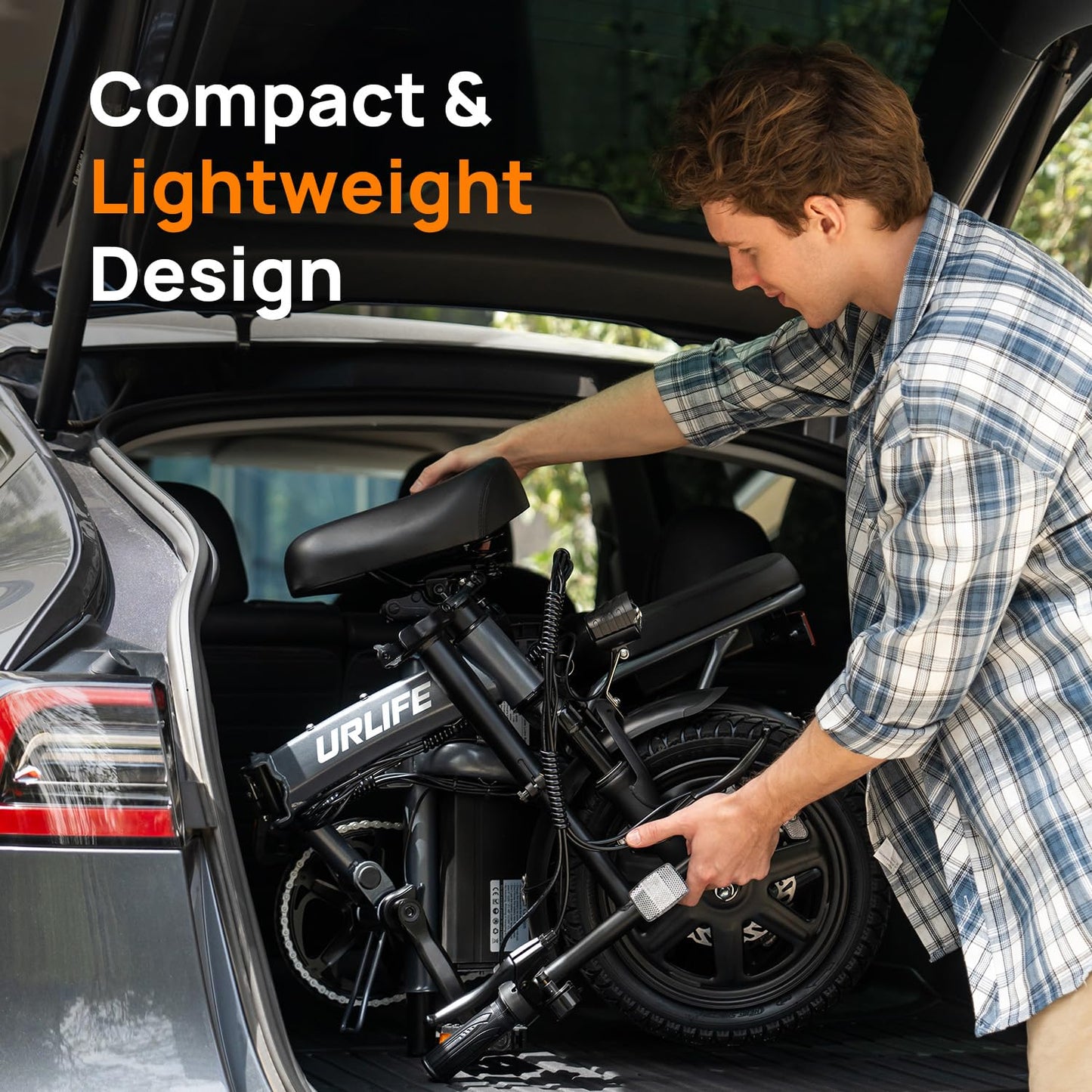 URLIFE Electric Bike for Adults, 14" Folding Electric Bike, 500W Peak Motor, 48V 375Wh Removable Battery, 15.5MPH, 40 Miles Long Range, E Bikes for Adults and Teens, UL 2849 Certification (Dark Black)