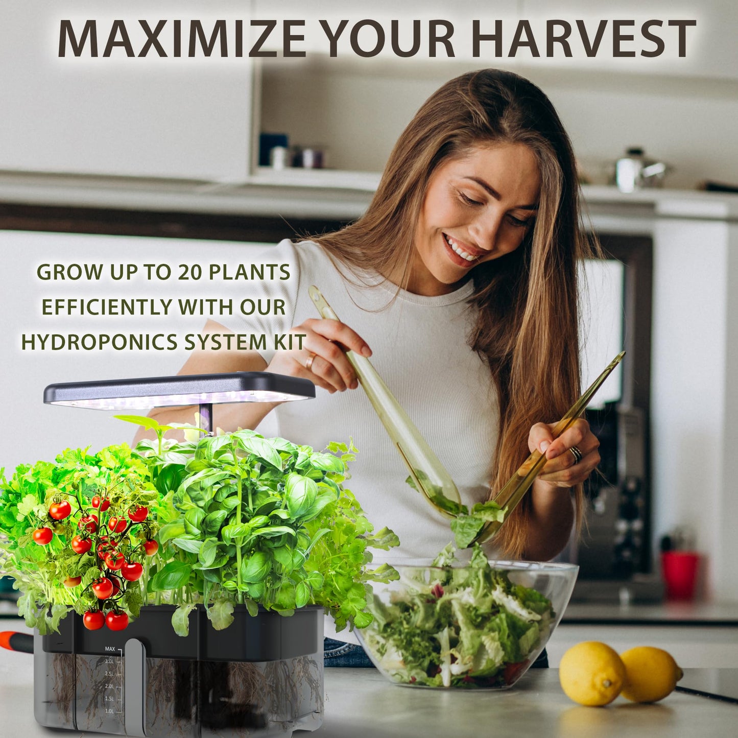 Clay Pebble Hydroponics Growing System Kit – Indoor Herb Garden with Smart LED Grow Light, Adjustable Height, and Complete Grow Kit – Nutrients Included for Cutting-Edge Indoor Gardening.