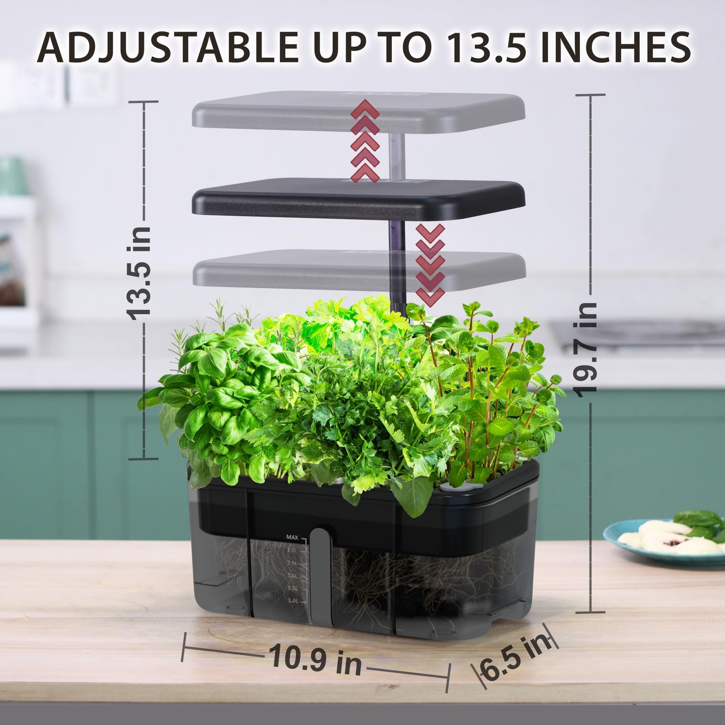 Clay Pebble Hydroponics Growing System Kit – Indoor Herb Garden with Smart LED Grow Light, Adjustable Height, and Complete Grow Kit – Nutrients Included for Cutting-Edge Indoor Gardening.